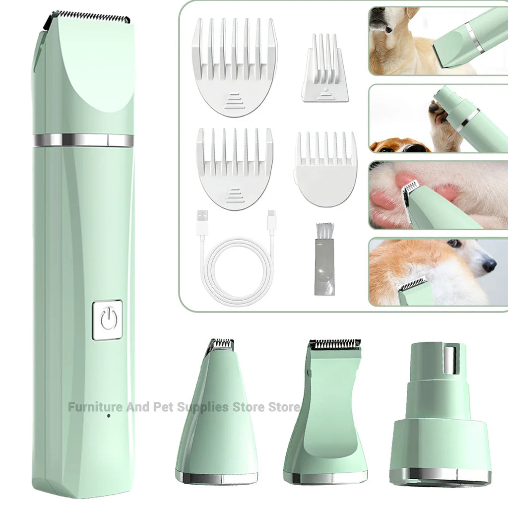 Professional 4-in-1 Electric Pet Grooming Tool Set Dog Hair Clippers USB Rechargeable Pets Haircut Trimmer Shaver Cats Supplies