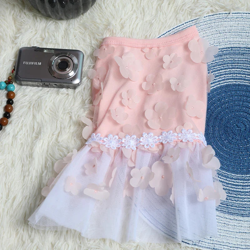 New cute floral dog dress Pink dog dress