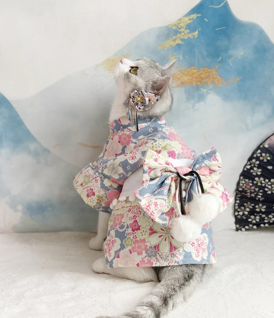 Japanese Style Pet Dog Kimono National Costume Small to Medium Dogs Cat Clothes Formal Wear for Small And Medium Dogs