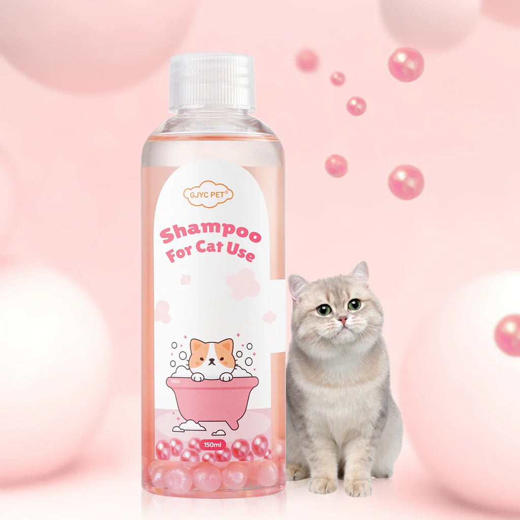 Bubble Tea Scent Cat Fragrance Shampoo - Pink Bead Texture, Deep Cleansing, Long-Lasting Fresh Scent, Soft Shiny Coat