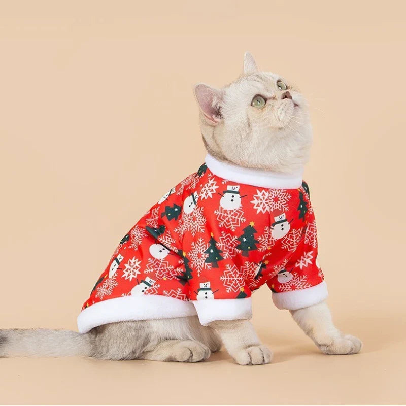 New Pet Supplies Comfortable and Cute Christmas Clothes Warm Cat Clothes Dog Clothes Outdoor Pet Holiday Clothes Pet Supplies