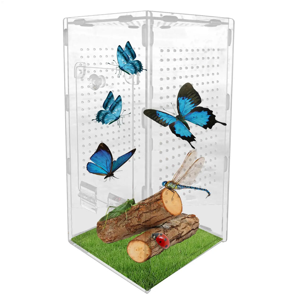 Jumping Spider Enclosure 30x15cm Transparent Acrylic Terrarium Ventilated Stackable Cage for Reptile Frog Lizard Gecko Habitat