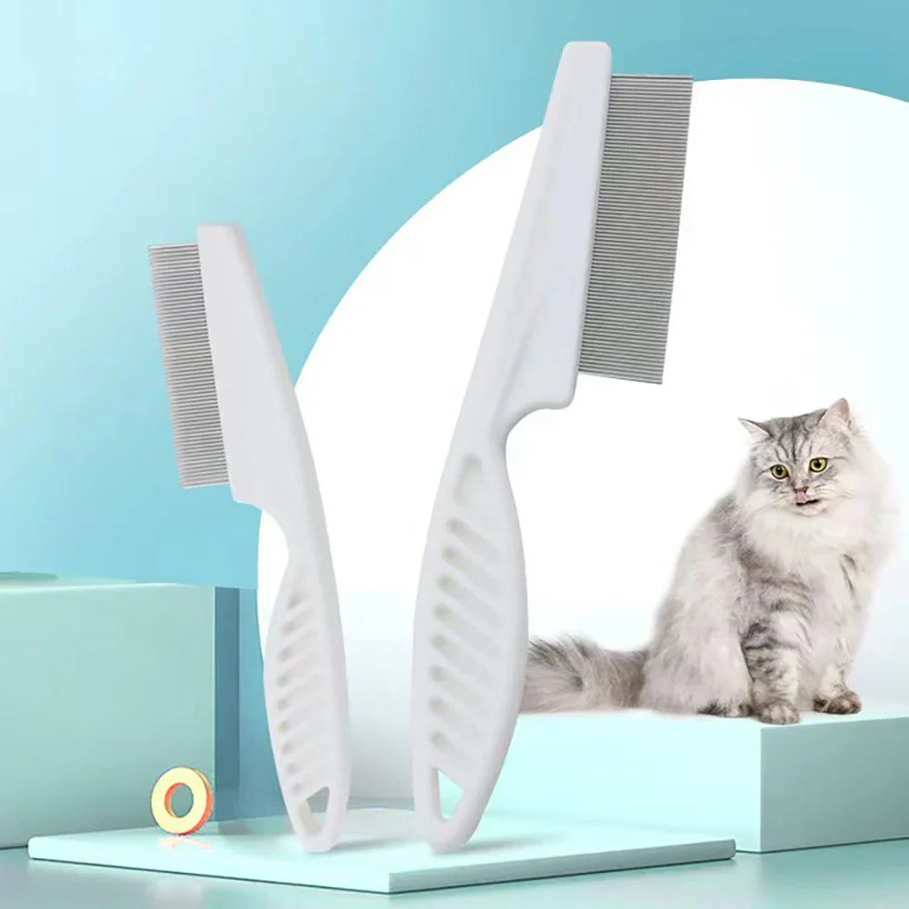 1Pcs Pet Flea Comb Cat/Dog Beauty Comb Stainless Steel Portable Pet Specific Dense Tooth Hair Removal Massage Cleaning Supplies